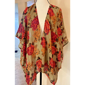 Gold Coast OS Cover-Up Rose open front cardigan Kimono